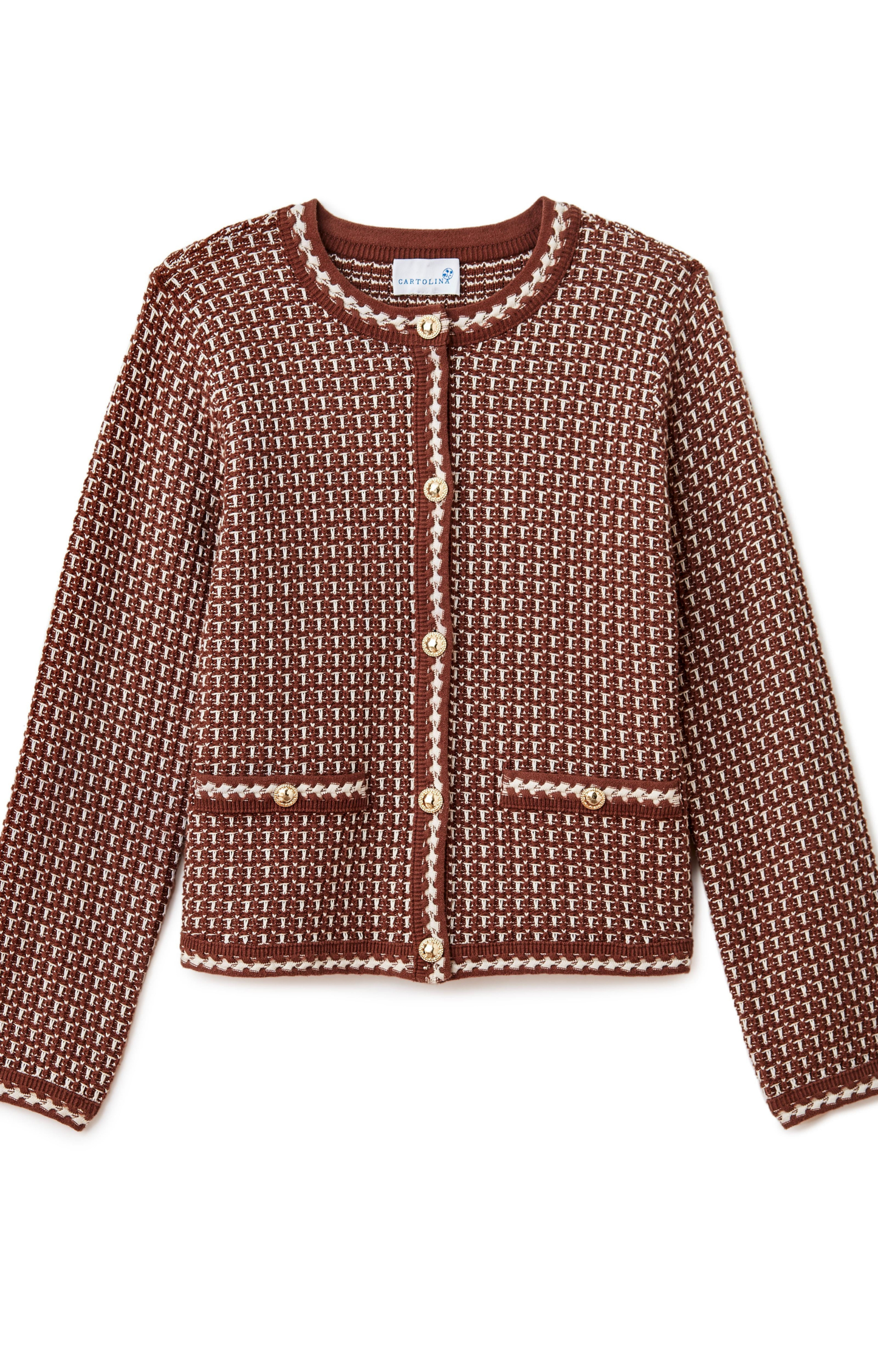 Brown/White Tweed Cardigan