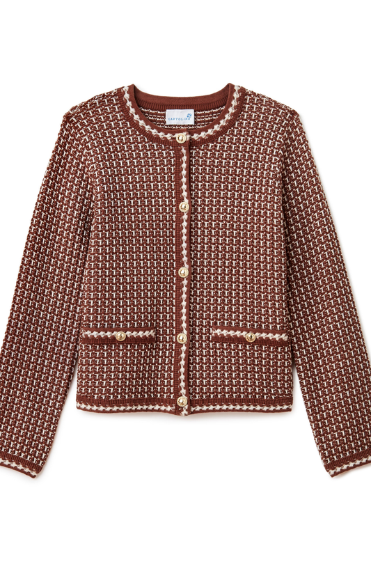 Brown/White Tweed Cardigan