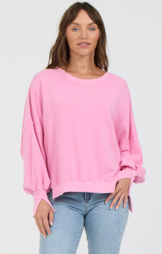 Bubblegum Split Sleeve Pullover Sweatshirt