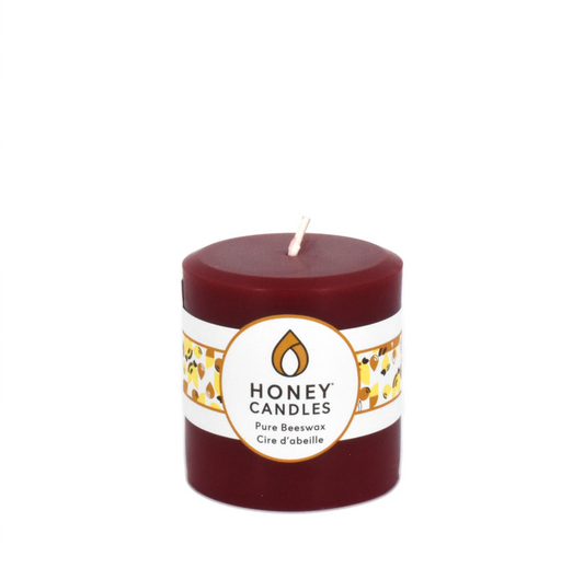 Burgundy Beeswax 3x3 Pillar Candle