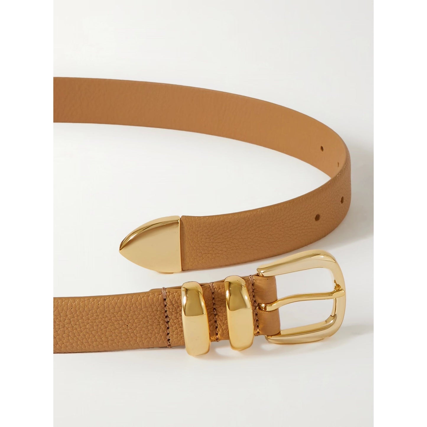 Camel Pebbled Leather Belt
