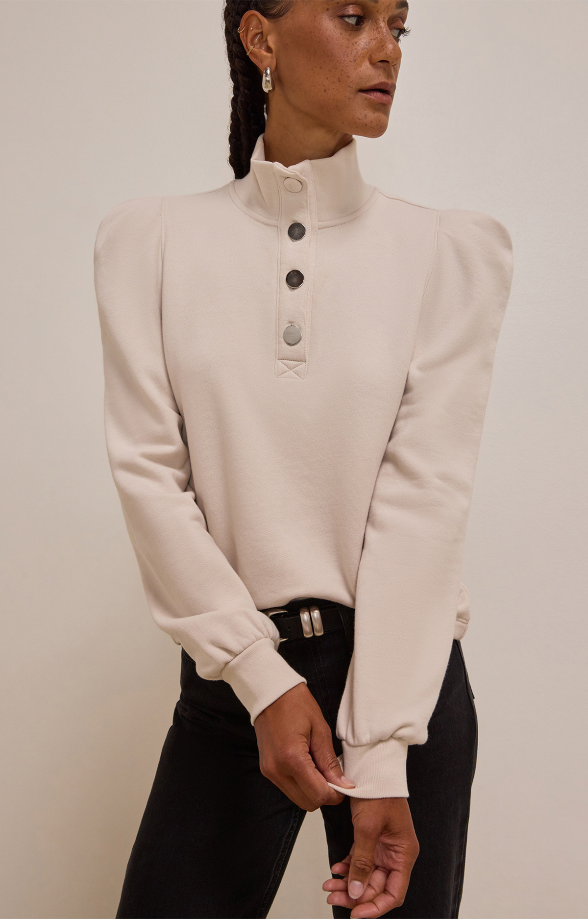 Champagne Puff Sleeve Sweatshirt