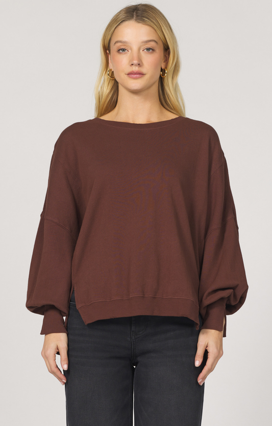 Chocolate Split Sleeve Pullover Sweatshirt
