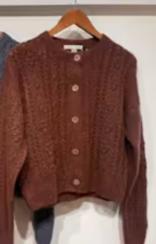Copper Pointelle Cashmere/Silk Cardigan