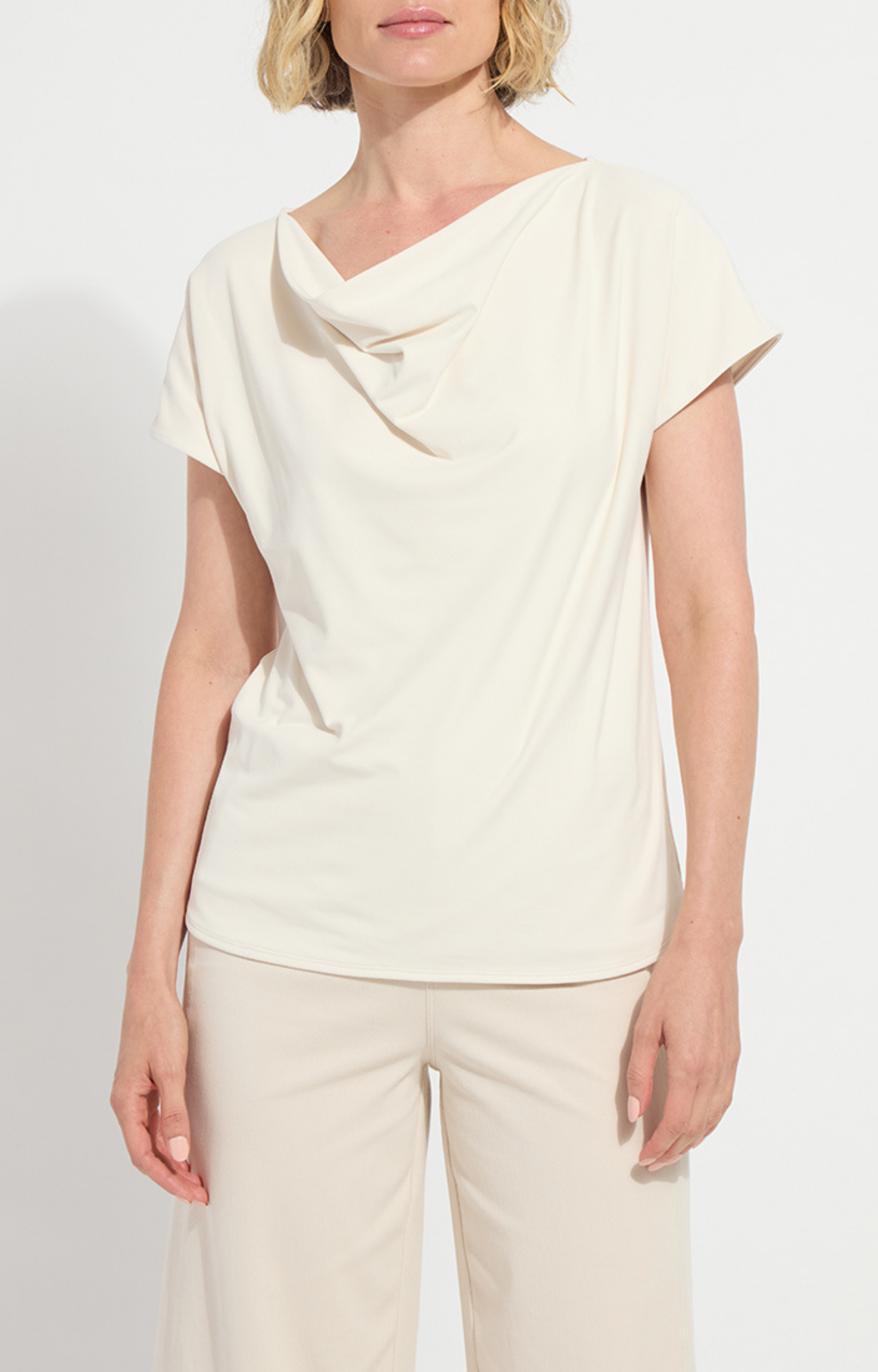 Cream Cowl Neck Top