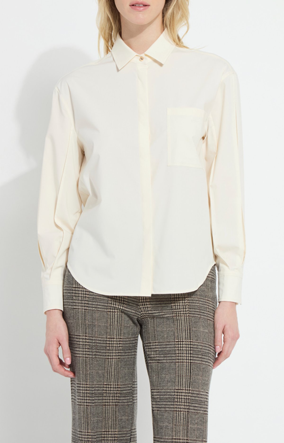 Cream Pleated Sleeve Blouse