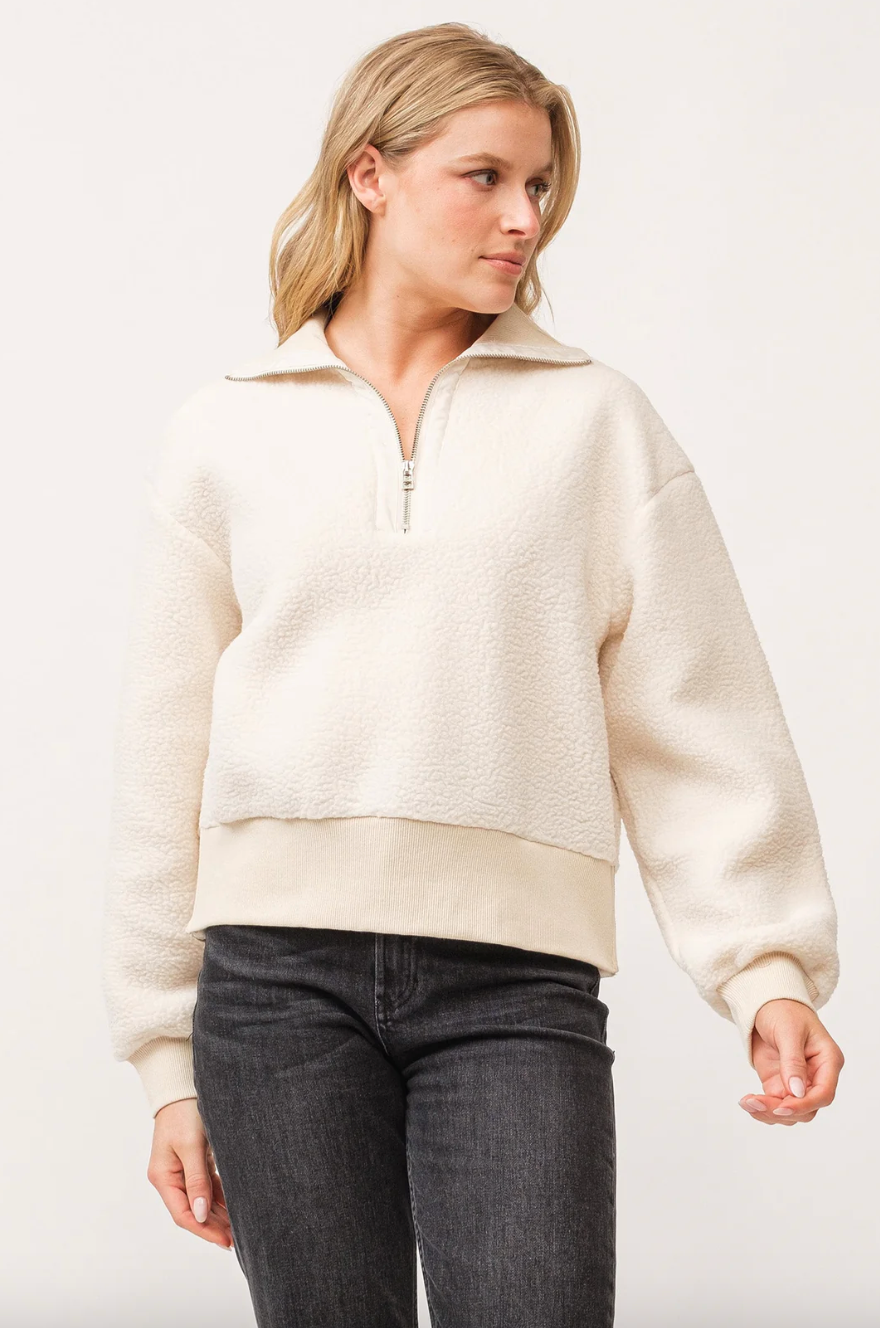 Cream Sherpa Quarter Zip