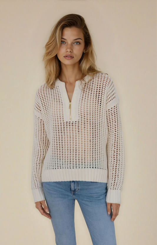 Crochet Half Zip Sweater