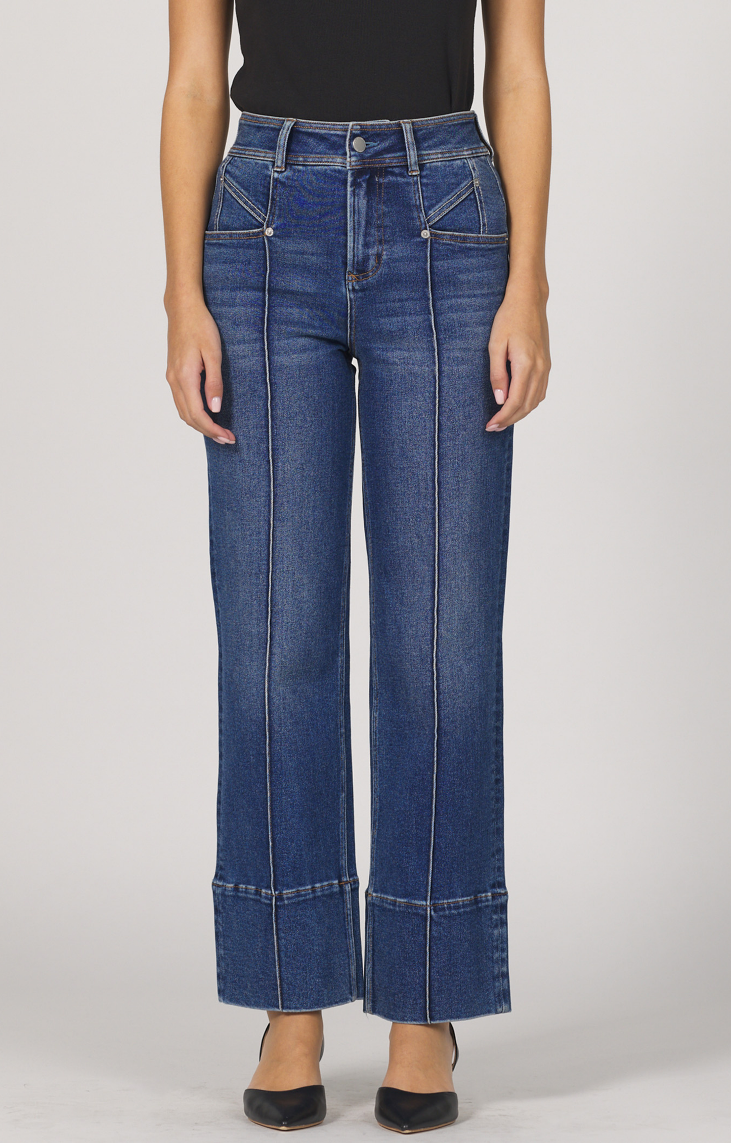Dark Wash Seam Front Jeans