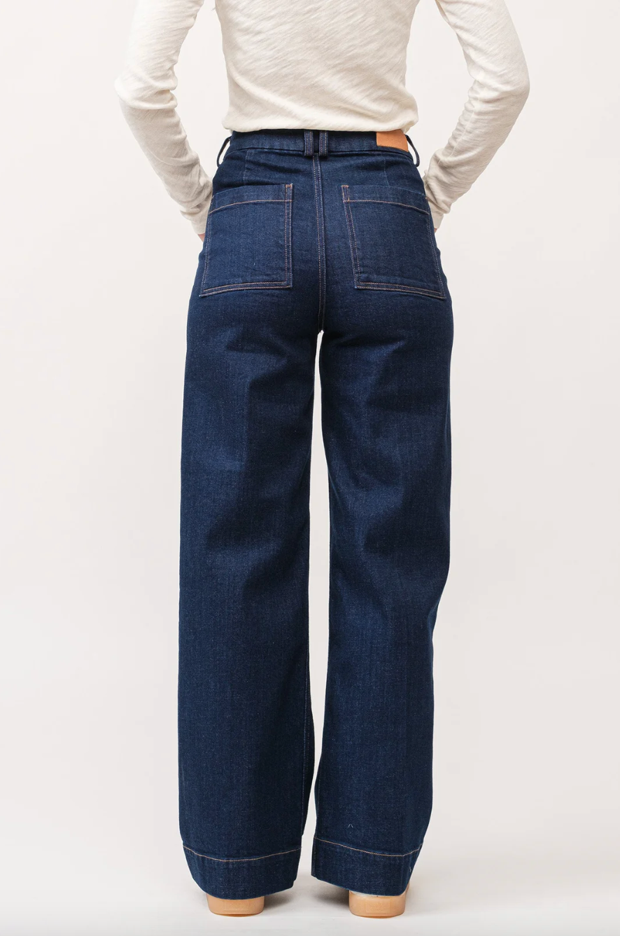 Dark Wash Wide Hem Jeans