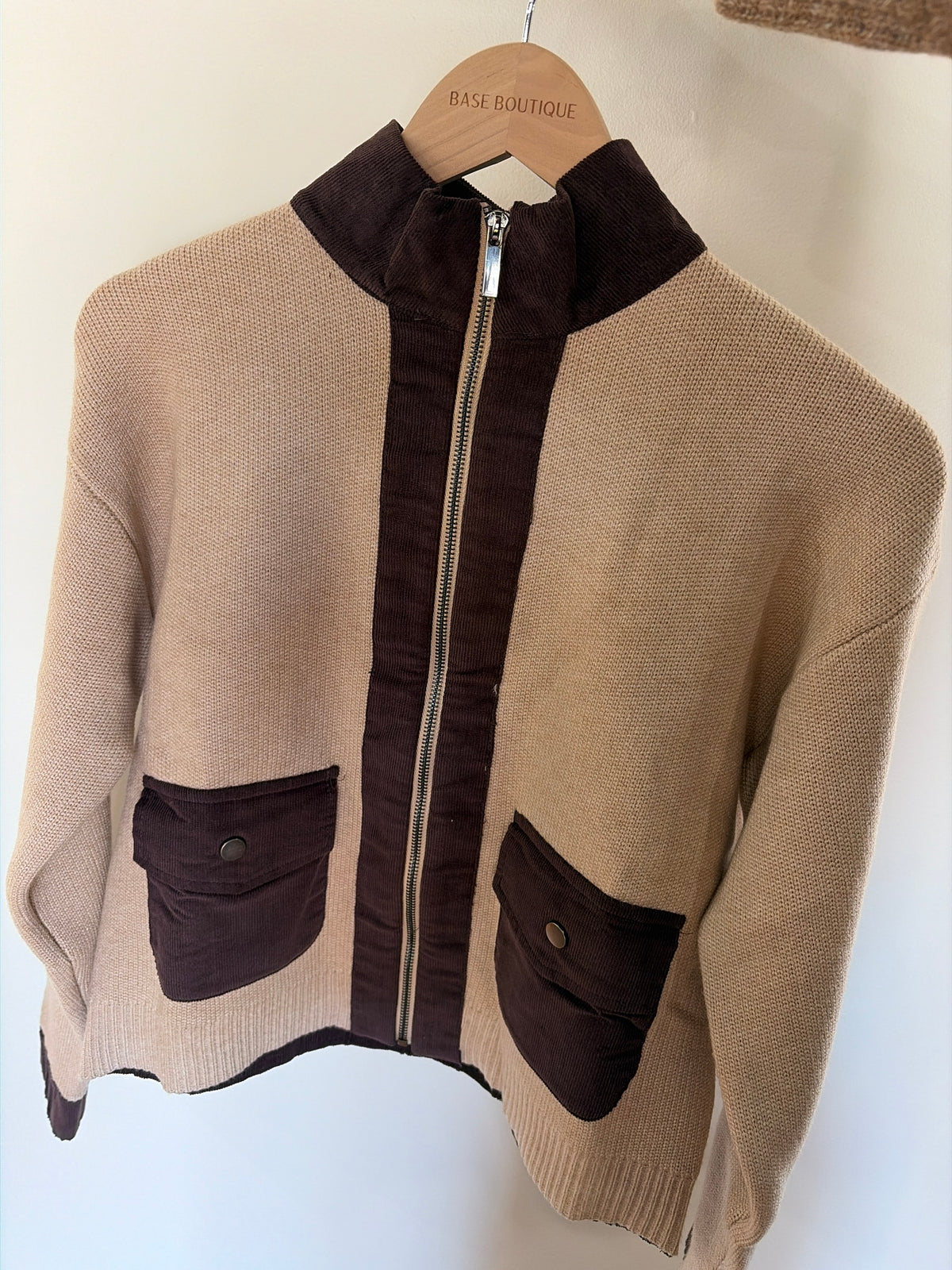 Tan/Brown Bomber Sweater