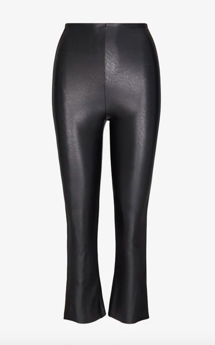 Faux Leather Crop Flare Leggings