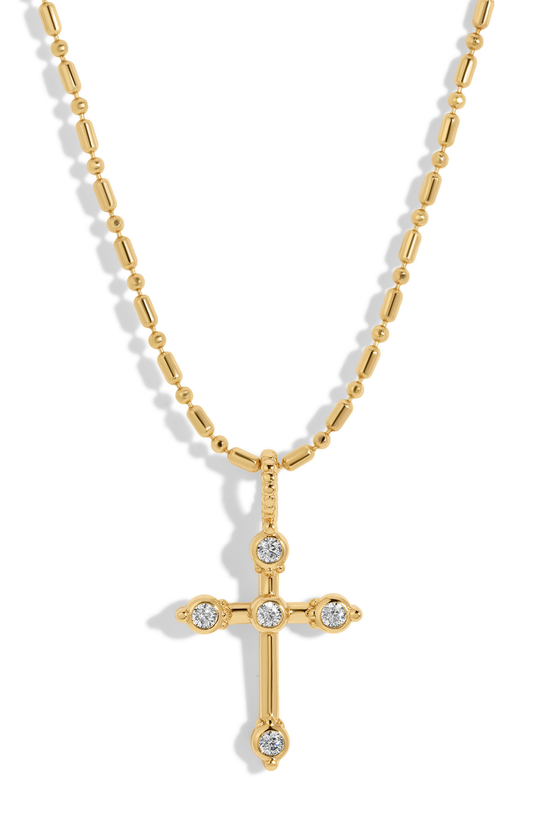 Gold Bezel Cross Necklace