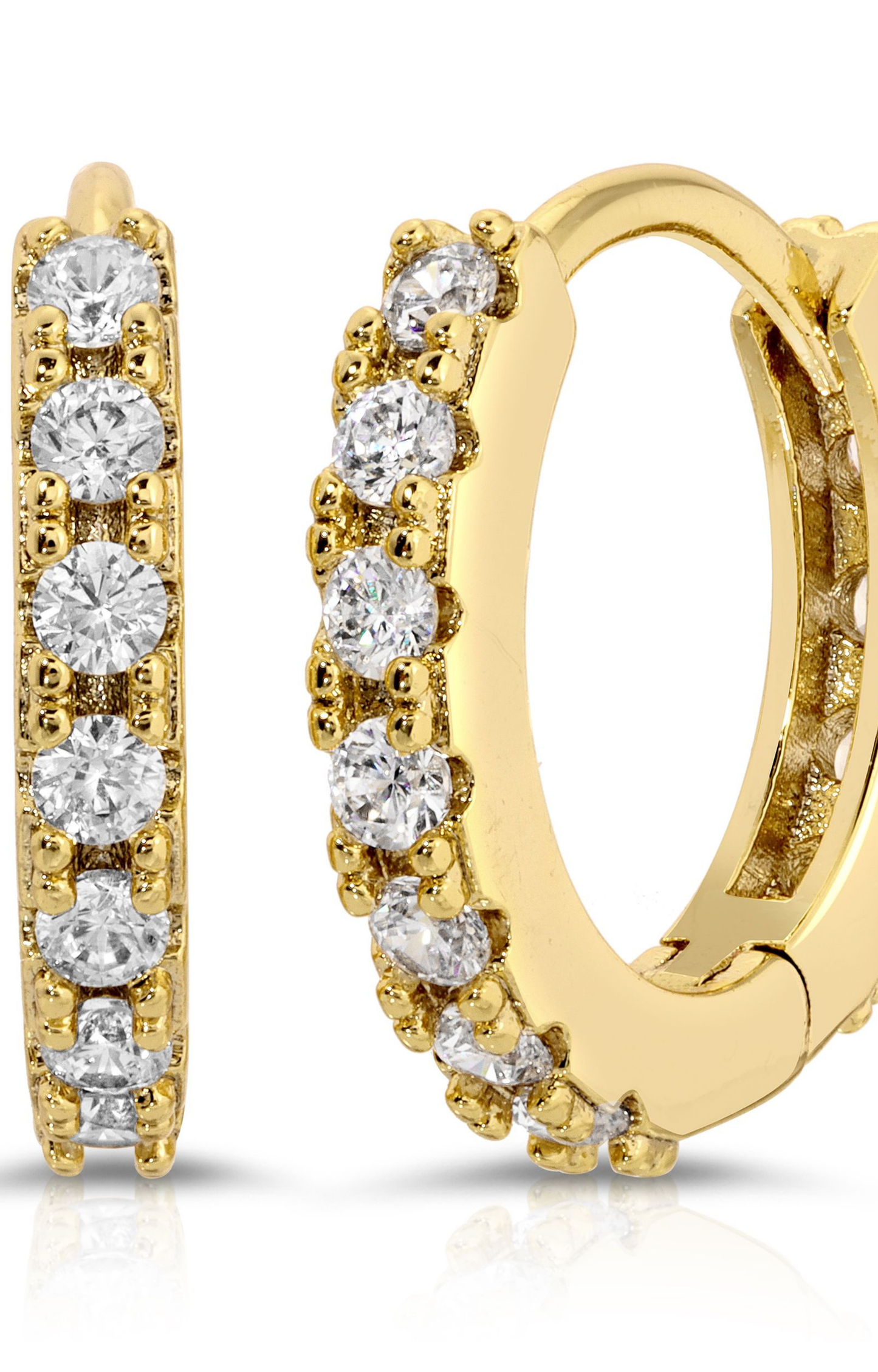Gold CZ Huggie Hoops