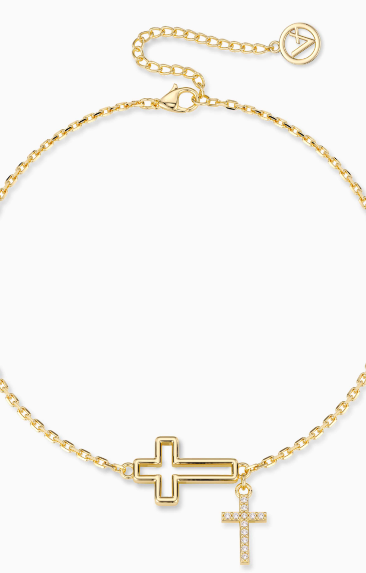 Gold Double Cross Bracelet