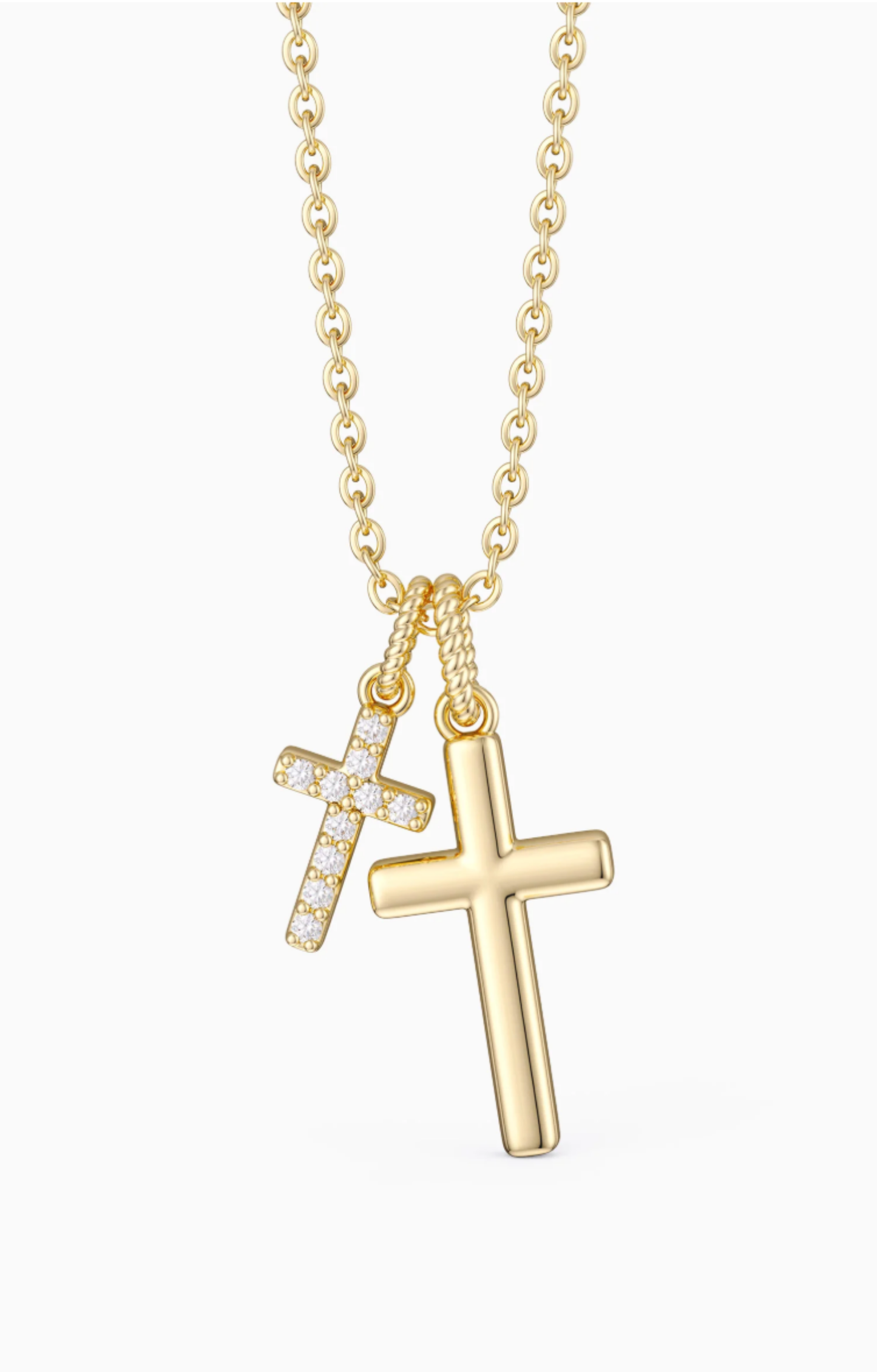 Gold Double Cross Necklace