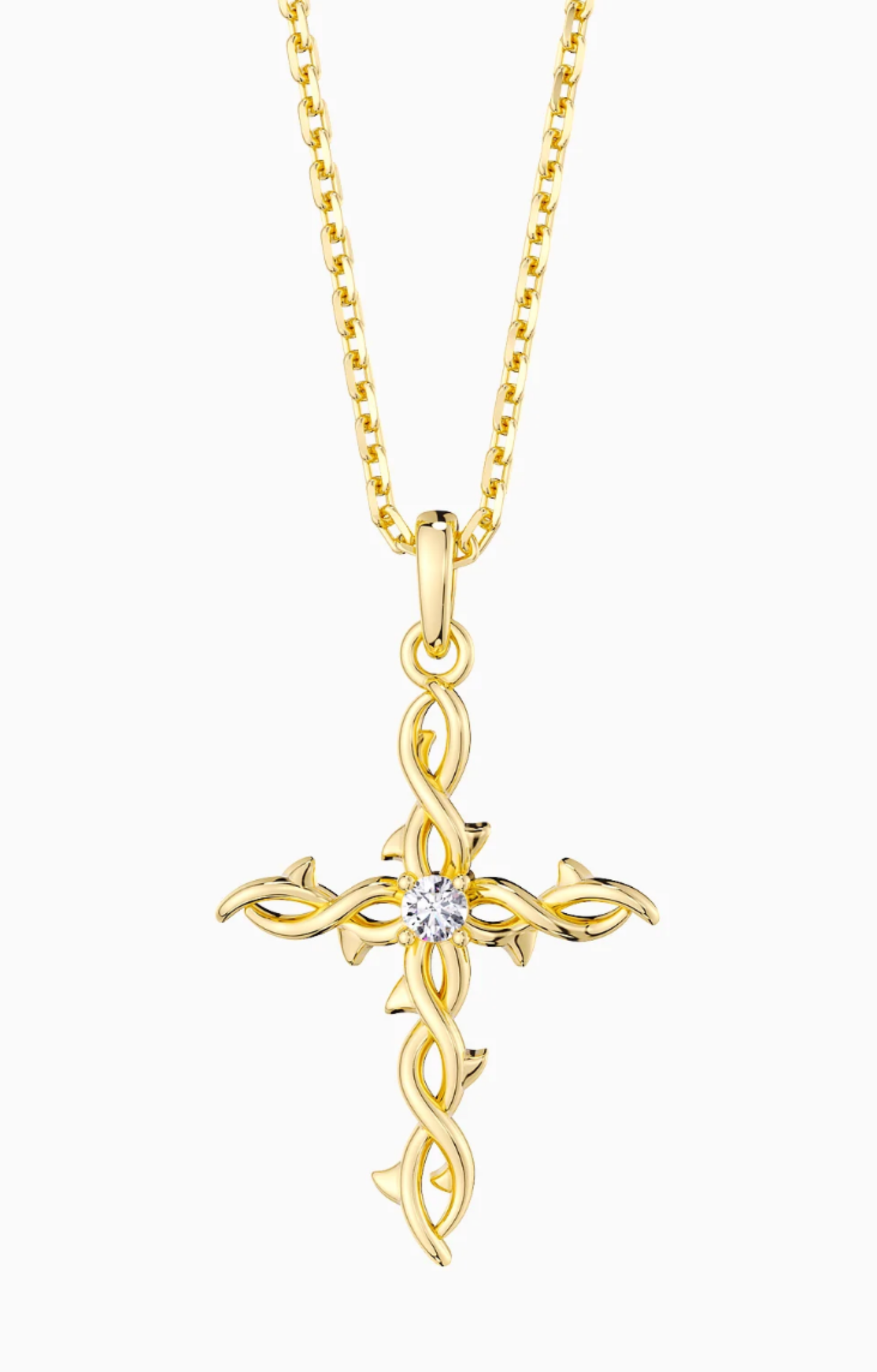 Gold Thorn Cross Necklace