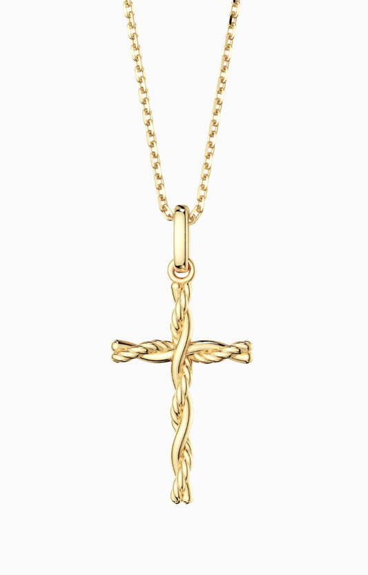 Gold Woven Cross Necklace