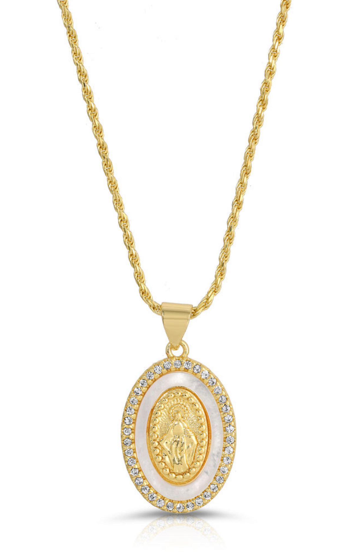 Gold/Pearl Large Mary Necklace