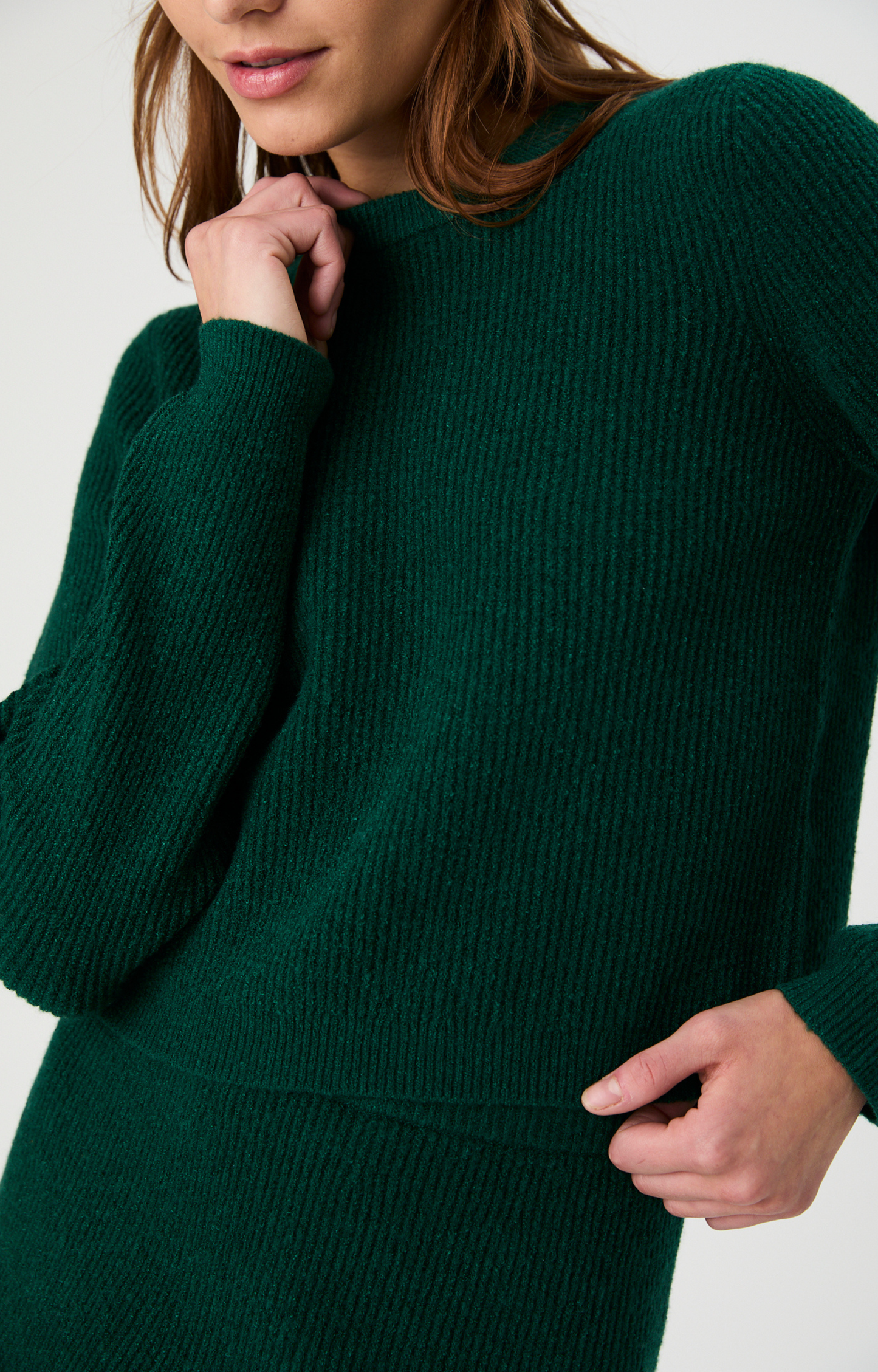 Green Ribbed Pullover Sweater