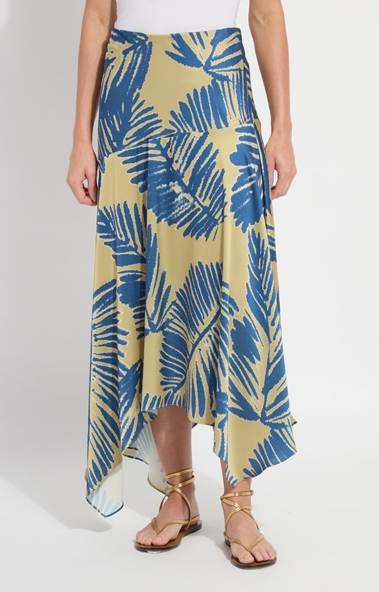 Green/Blue Palm Midi Skirt