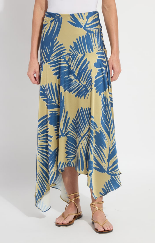 Green/Blue Palm Midi Skirt