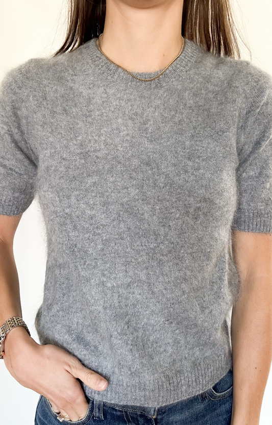 Grey Brushed Cashmere Top