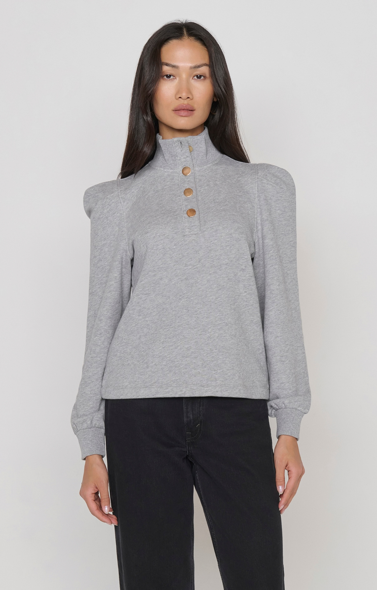 Grey Puff Sleeve Sweatshirt