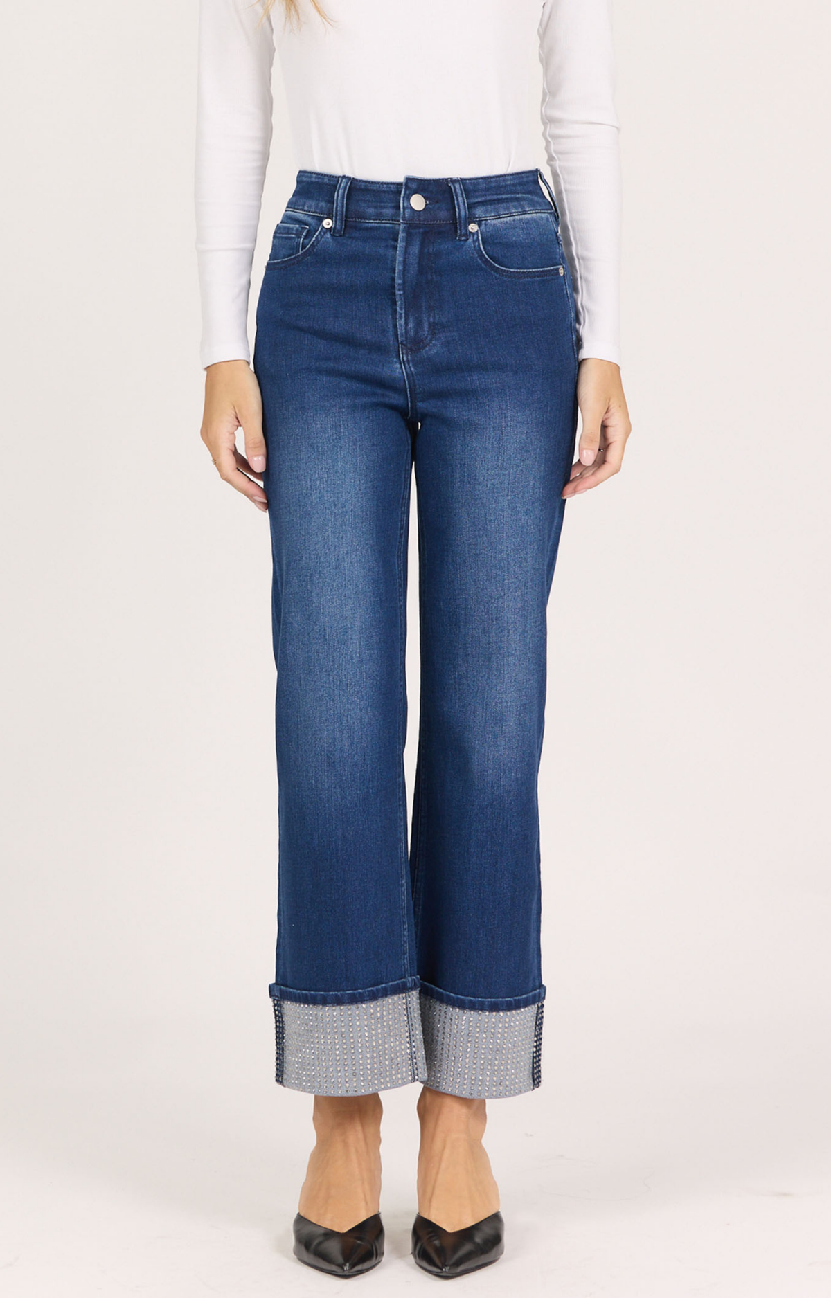 Holly Crystal Cuff Straight Jeans