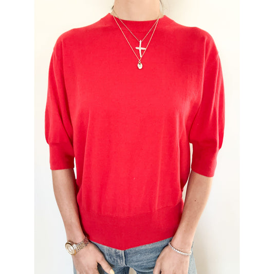 Red Tissue Half Sleeve Top