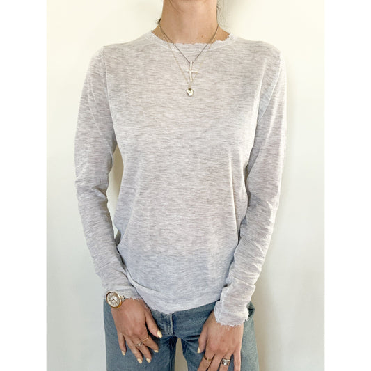 Heather Grey Tissue Distressed Long Sleeve