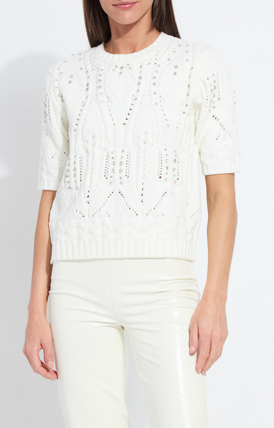 Ivory Embellished Knit Top