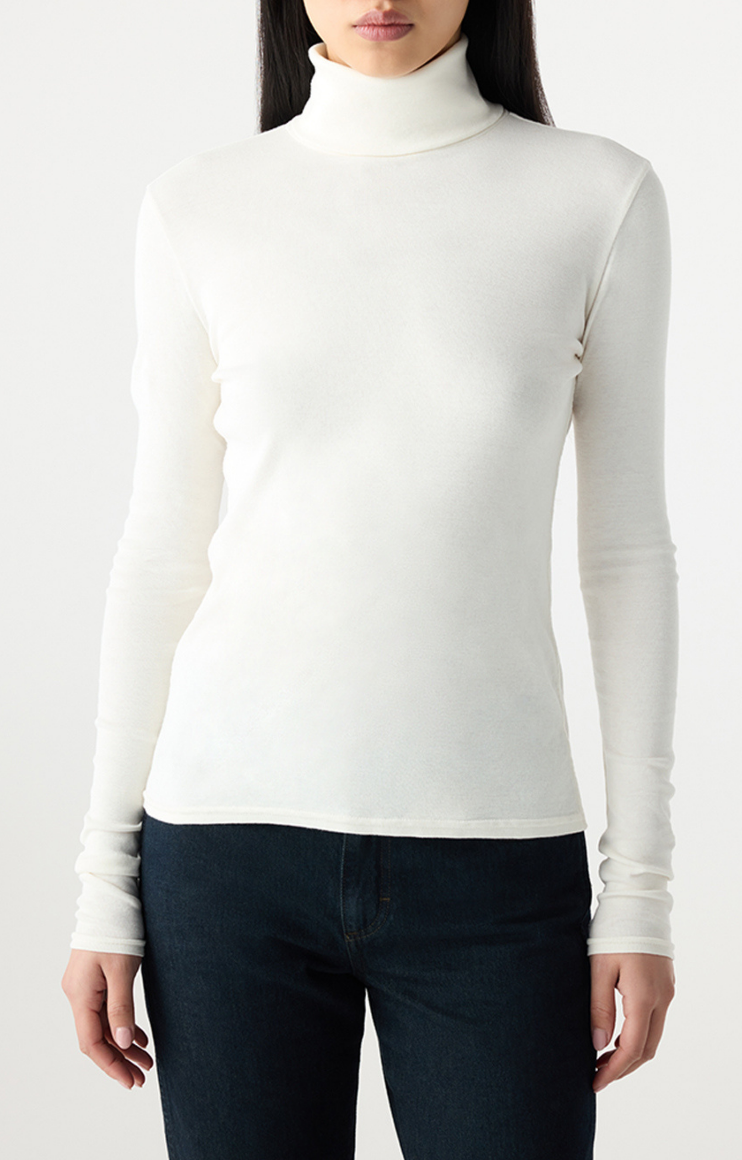 Ivory Fitted Turtleneck Top
