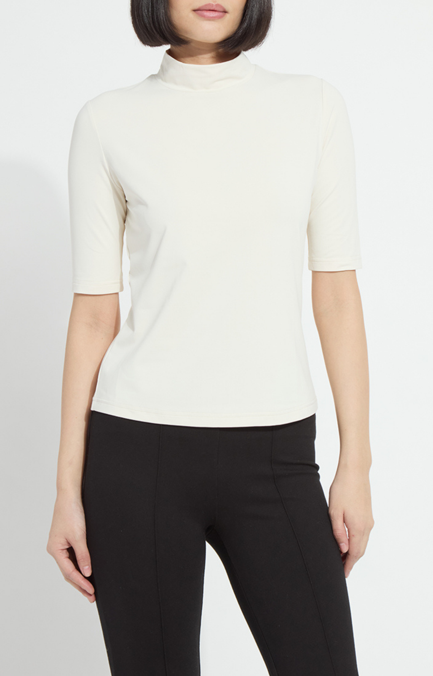 Ivory Mockneck Half Sleeve Top