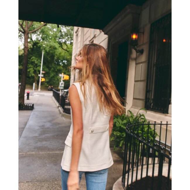 Ivory Tweed Sleeveless Top