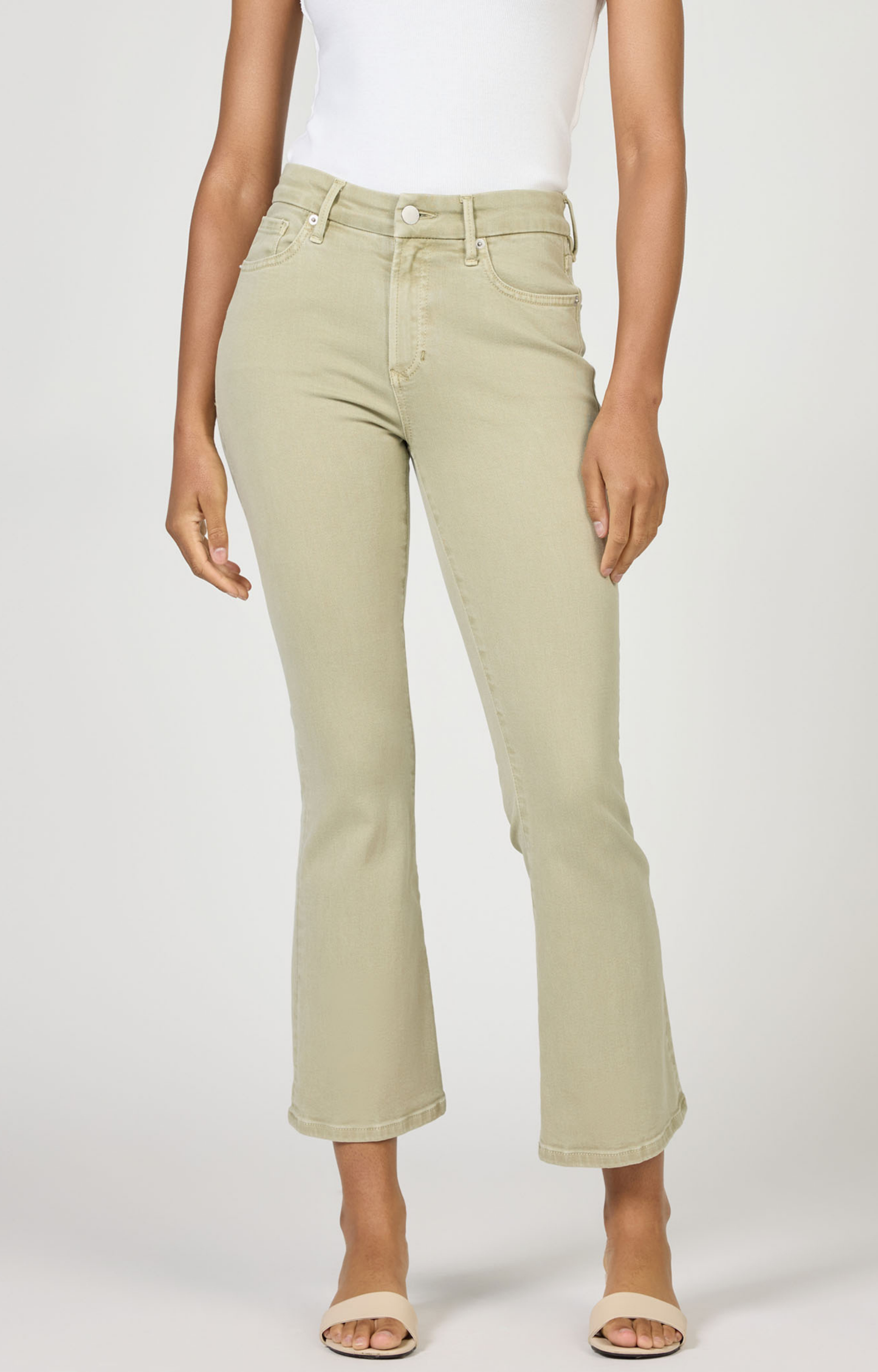 Jeanne Olive Stone Flare Jeans