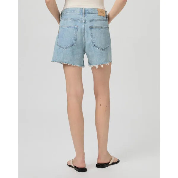 Light Wash Distressed Hem Shorts