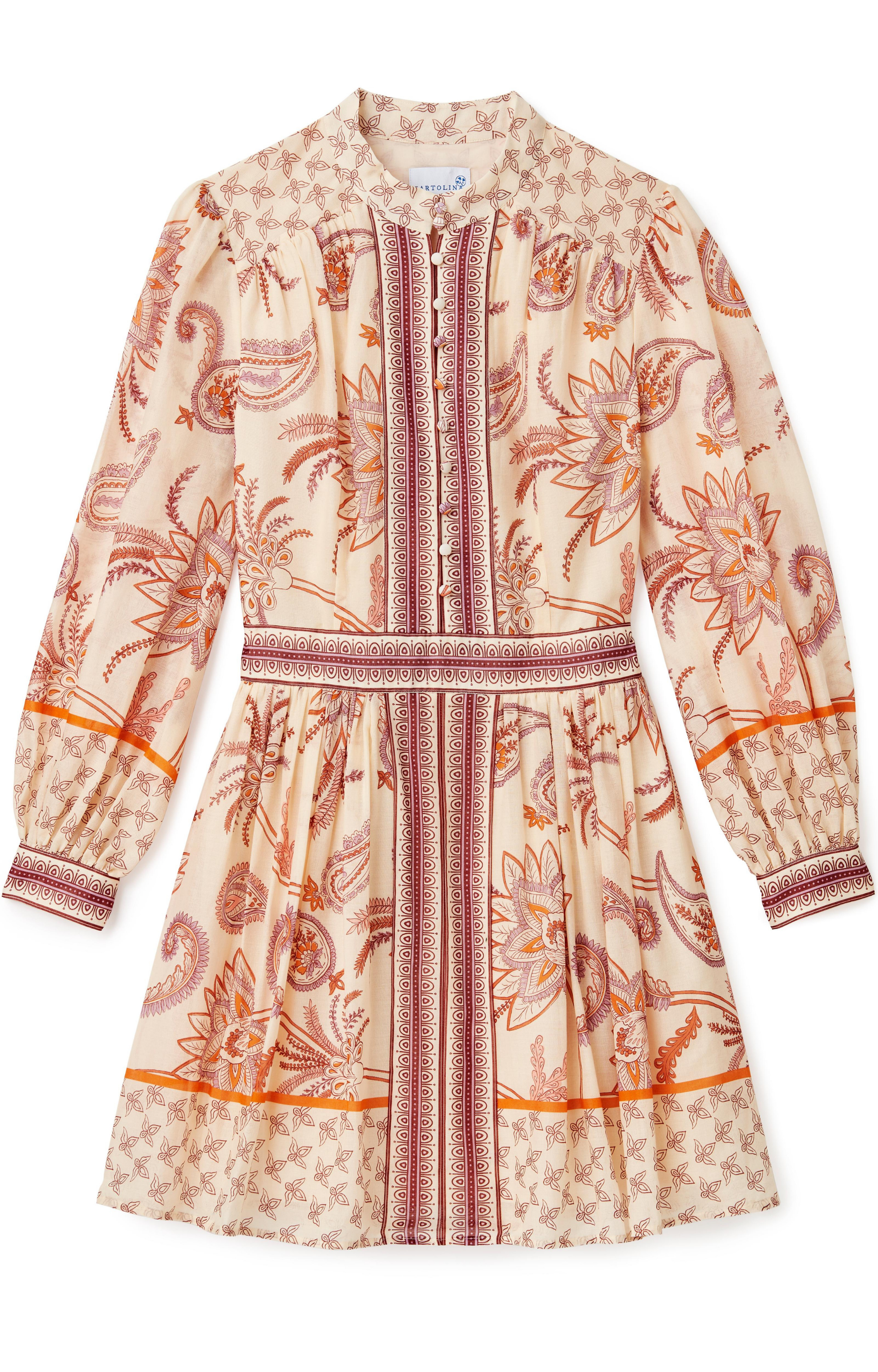Lilac/Orange Printed Mini Dress S