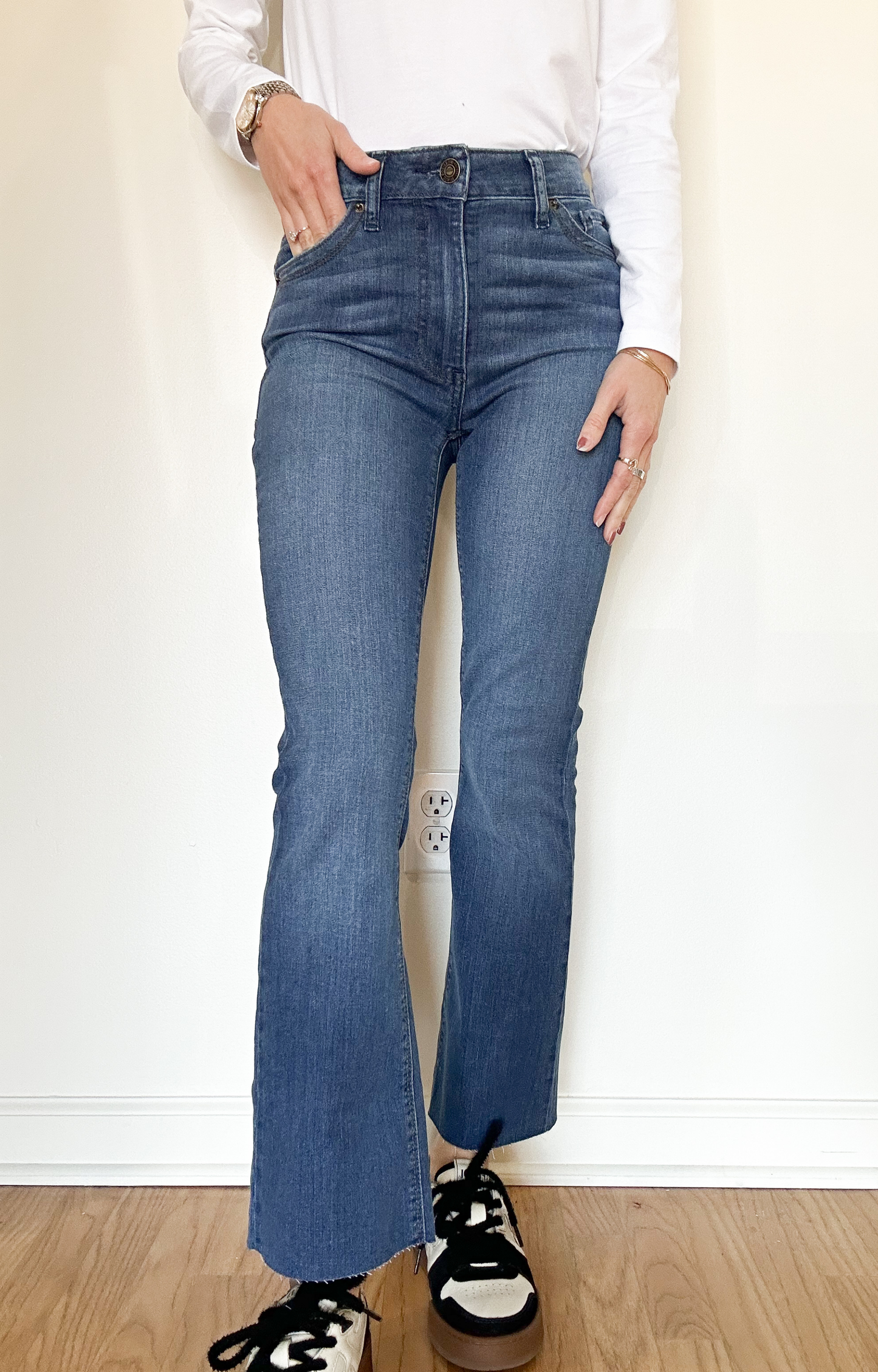 Medium Wash Cropped Bootcut Jeans