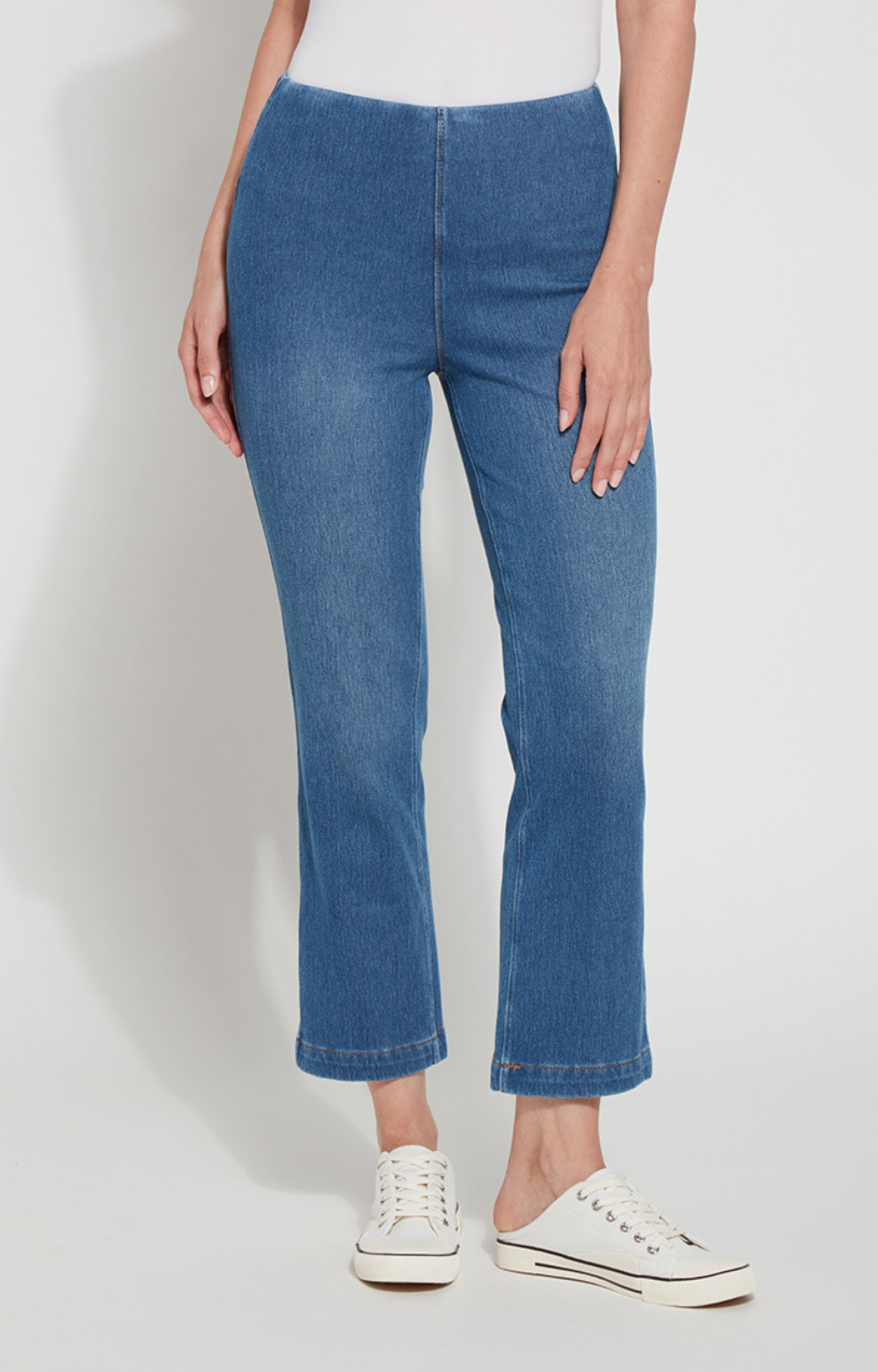 Medium Wash Cropped Bootcut Jeans