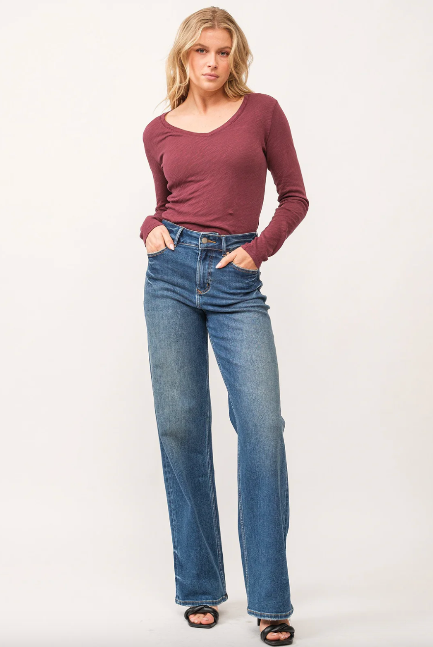 Medium Wash High Rise Straight Jeans