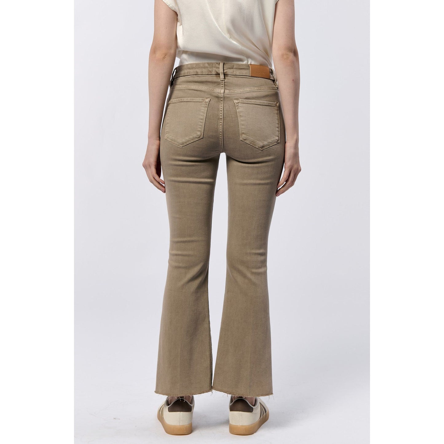 Mink Raw Hem Flare Jeans