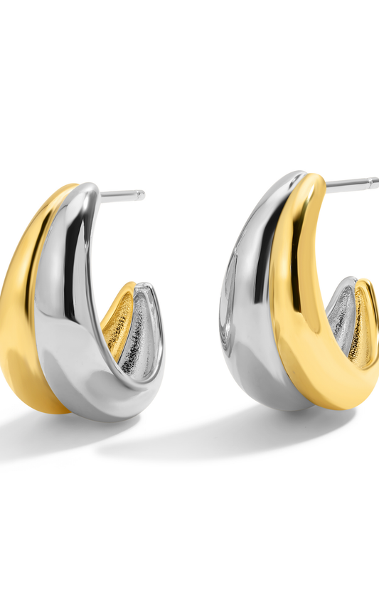 Mixed Metal Double Hoop Earrings