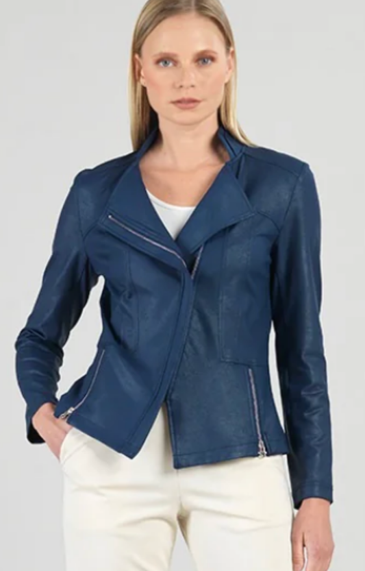 Navy Liquid Leather Jacket