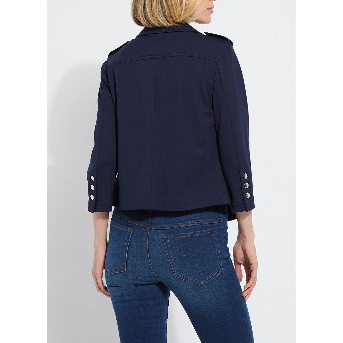 Navy Ponte Cropped Jacket