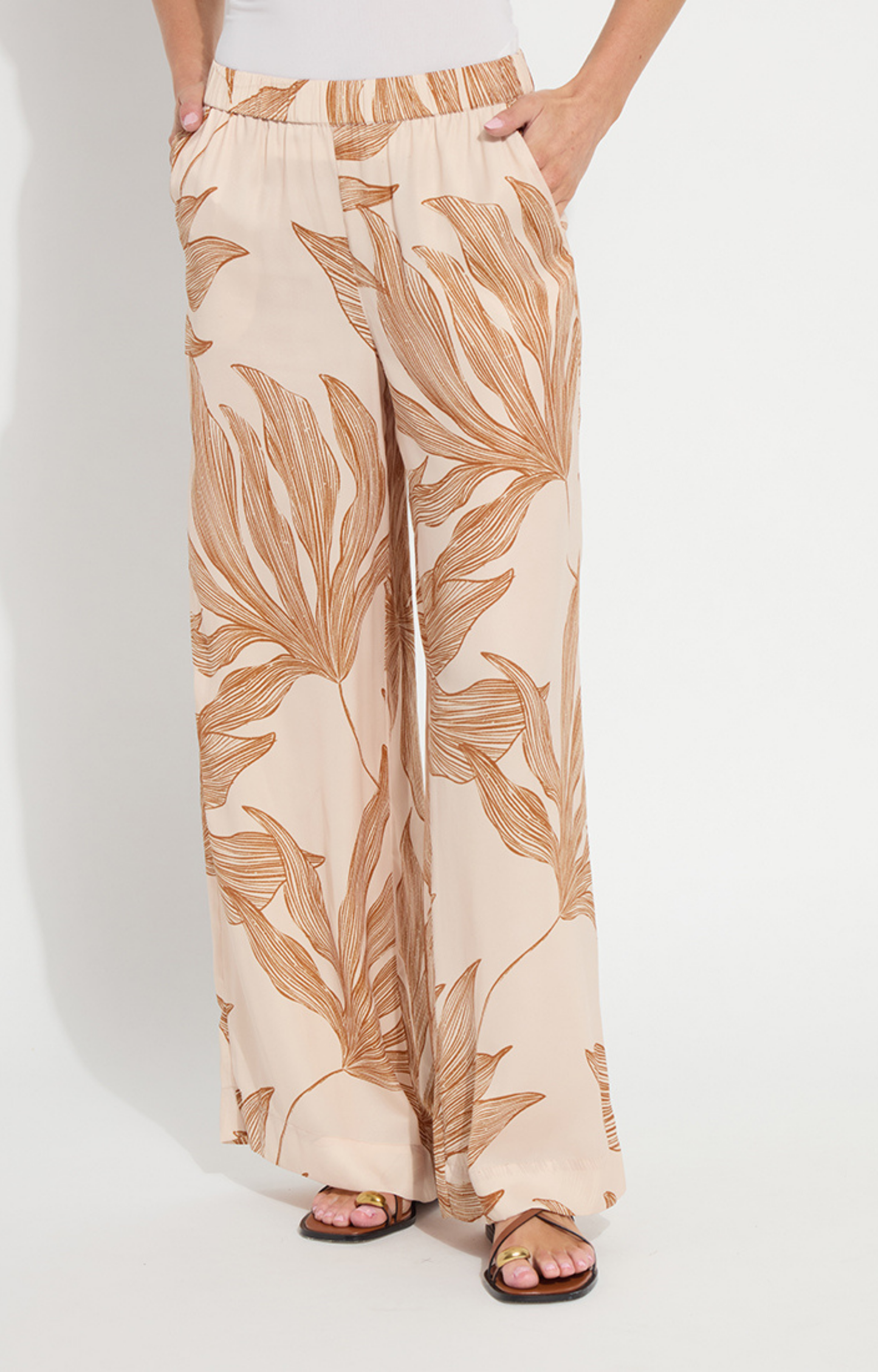 Neutral Palm Leaf Pants