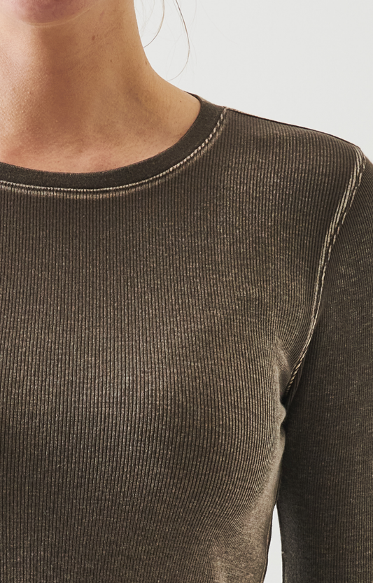Olive Vintage Wash Ribbed Shirt