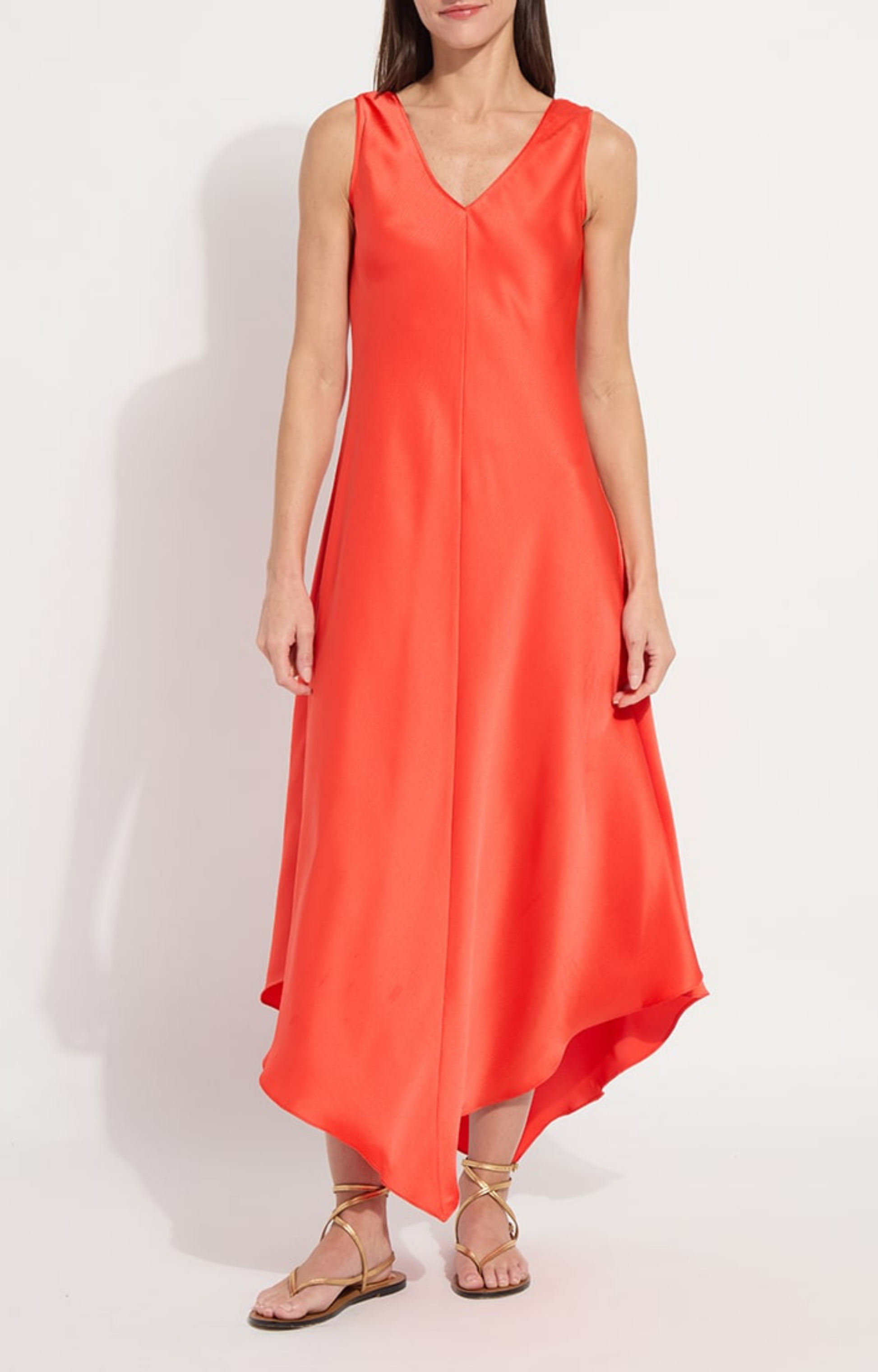 Orange Satin Handkerchief Dress M
