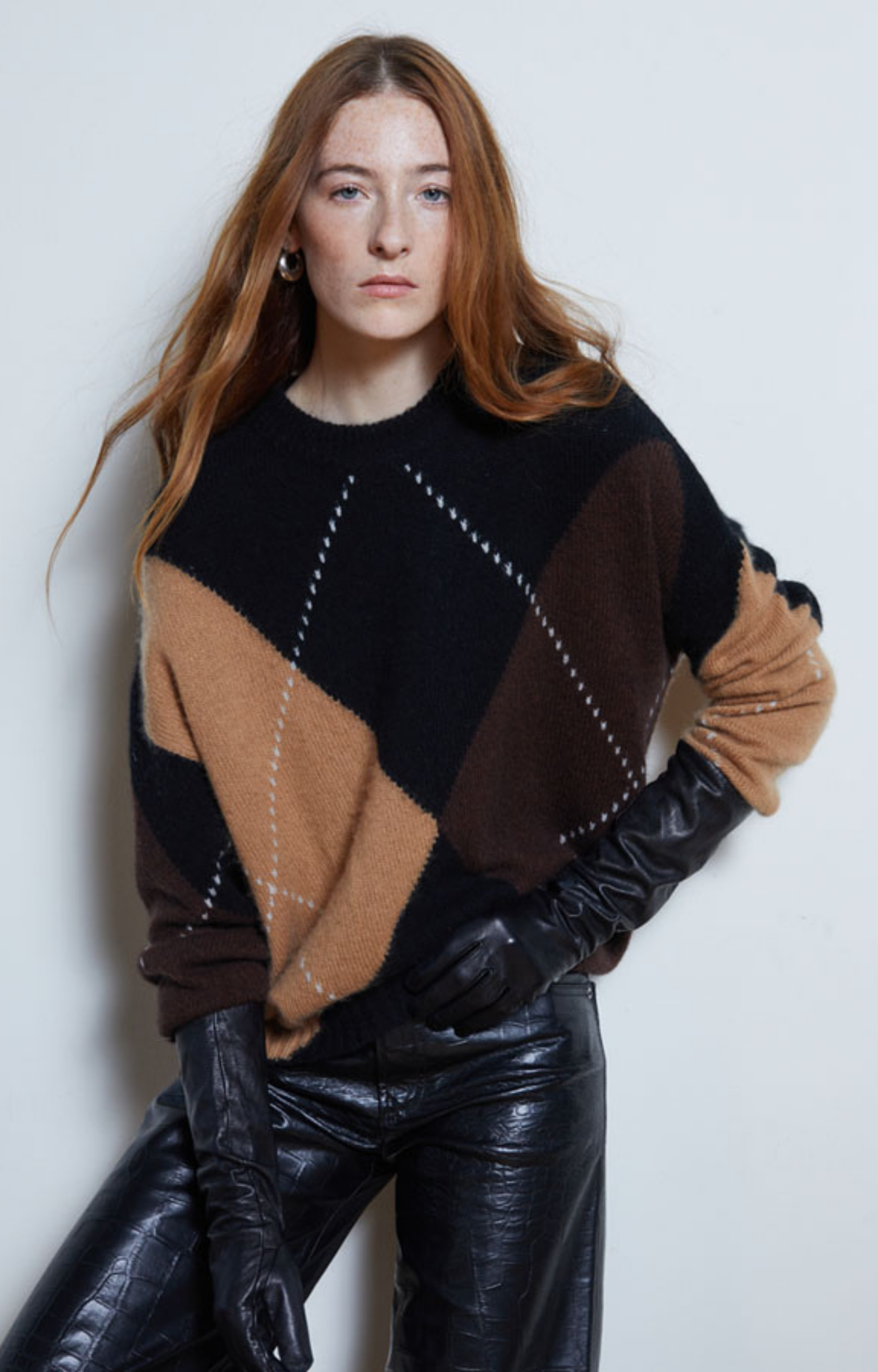 Oversized Argyle Cashmere Sweater