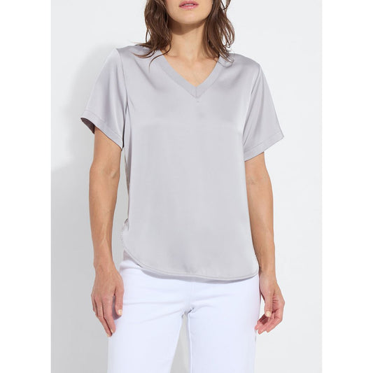 Pearl Grey Mixed Media Shirt